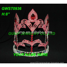 8 inch height red custom fleur de lis pageant crown